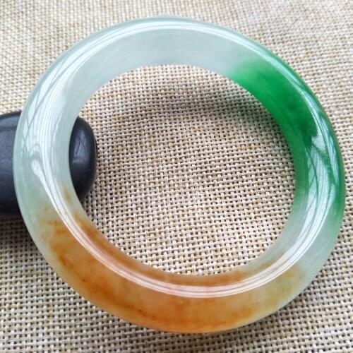 2 color fixed 58-60mm Certified Natural Green yellow Jadeite JADE Bracelet Bangle best gift free shipping