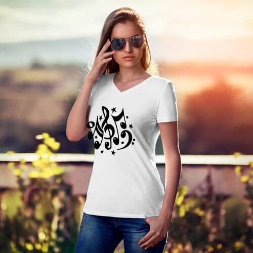 2021 Music T Shirts Womens Kawaii Wholesale Y2k Fashion Loose Clothes Wonderful Note Printed Design Versatile Pinterest Tshirt