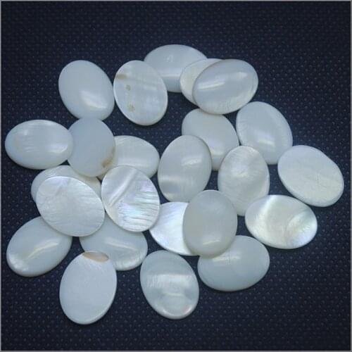 30pcs Wholesale white mother of pearl cabochons shell cabochons for bracelet making coin shape fingerrings making 18x25mm20x30mm