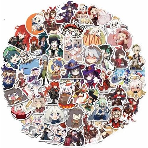 50Pcs Hot Game Genshin Impact Stickers For Refrigerator Suitcase Snowboard Laptop Scrapbook Waterproof PVC Graffiti Toy Sticker