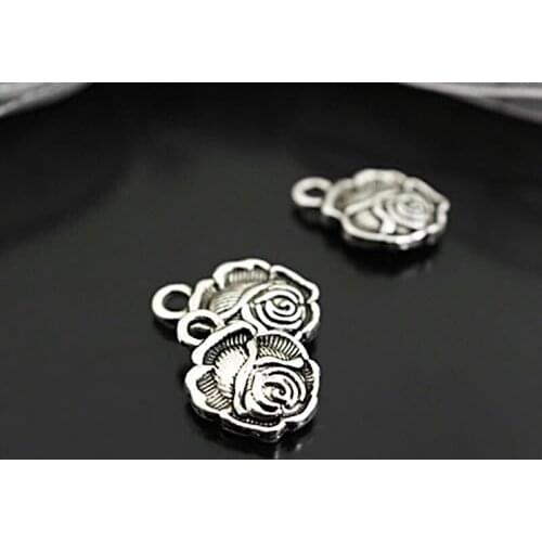26993)50PCS 10MM Antique Style Zinc Alloy Rose Flower Charms Pendants Diy Jewelry Findings Accessories Wholesale