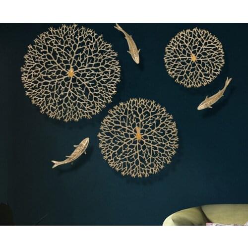 American Light Luxury Living Room Entrance Corridor Aisle Background Wall Decoration Lucky Coral Carp Wall Decorations Wall