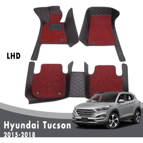 Car Floor Mats Carpets For Hyundai Tucson 2018 2017 2016 2015 Luxury Double Layer Wire Loop Auto Custom Protector Covers Rugs
