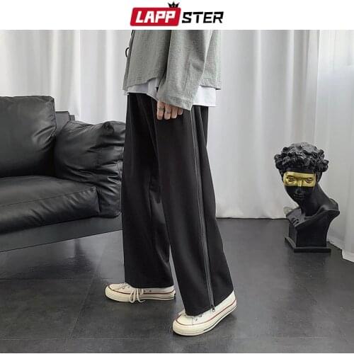 LAPPSTER Side Zipper Streetwaer Harem Pants Men 2020 Mens Harajuku Korean Fashions Joggers Male Black Casual Cargo Sweatpants