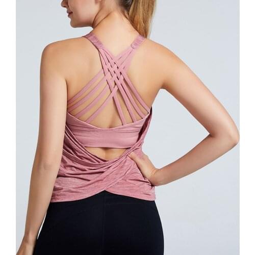 New Built-in Bra Sport Vest Women Sexy Backless Yoga Workout Tank Tops Fitness Padded Shirt Gym Running Workout Cothes