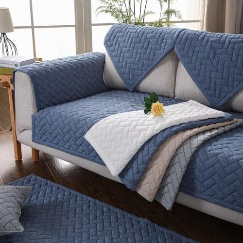 Environment Skin-Friendly Sofa Cover Simple Gird Pattern Solid Couch Slipcovers 1Pcs Nodric Style Non-Slip Furniture Protector