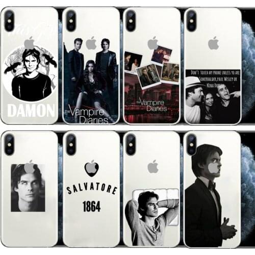 The Vampire Diaries Stefan Damon Phone Case Transparent for iPhone 6 7 8 11 12 s mini pro X XS XR MAX Plus