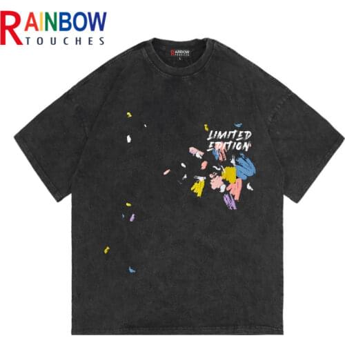 Rainbowtouches 2021 Short-Sleeve T-Shirt Unisex High Street Vintage Graffiti Loose Casual T-shirts Street Fashion Hip Hop