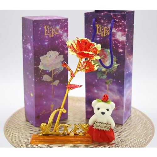 Hot Beauty Foil Iridescent Rose Artificial Flower Birthday Valentines Day Anniversary Christmas Gifts for Wife and Girl Friend