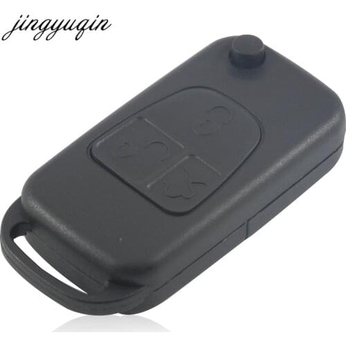 Jingyuqin 10pcs/lot HU64 Blade Flip Remote Car Key Shell for MERCEDES For BENZ 3 Button Switchblade Fob ML SL S C Fob Case