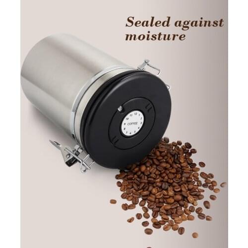 Coffee Container Stainless Steel Coffee Storage Canister Tank Co2 Valve Large Airtight Cans Canister for Coffee Tea Beans
