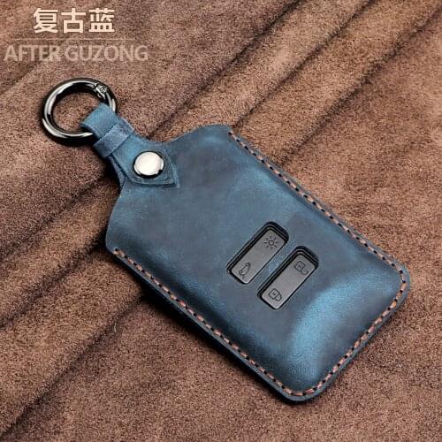 Leather Car Key Case For Renault Clio Talisman Megane Scenic Kadjar Captur Koleos Smart Remote Fob Cover interior accessories
