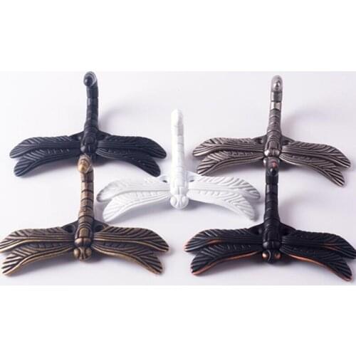 Artistic Creative dragonfly shaped Clothes Hook Coat Hanger Zinc Alloy Hook Closet Pull Door hardware Matt Silver Hook