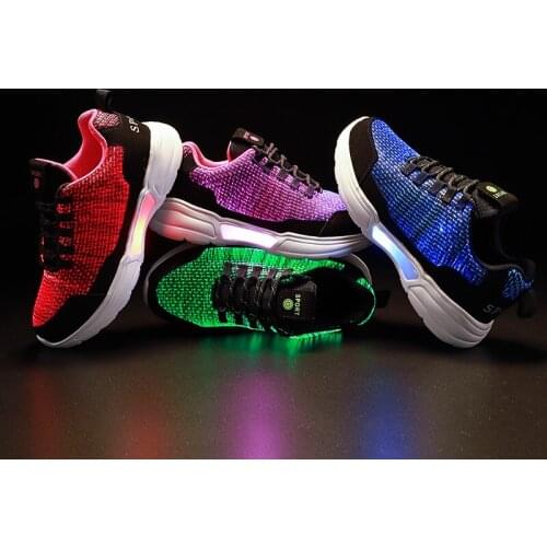 EU#26-45 Led Shoes USB chargeable glowing Sneakers Fiber Optic White shoes for girls boys men women party wedding shoes