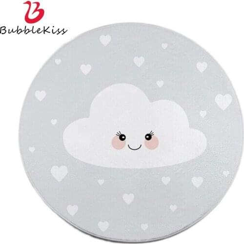 Bubble Kiss Cartoon Polar Bear Flamingo Pattern Round Carpet Nordic Style Rugs For Bed Room Childrens Room Floor Mat Carpet