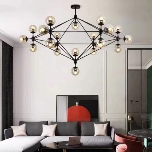 Retro Chandelier Industrial Lighting Lamp Loft Living Room Kitchen Glass Ball Shade Glossy Shop Restaurant Decoration Chandelier