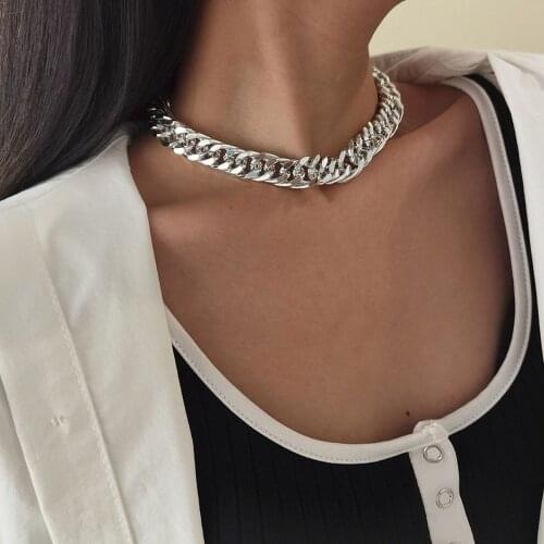 MAA-OE 2021 New Gold Silver Color Exaggerated Square Thick Chain Punk Necklaces For Women Vintage Fashion Chains Female Jewelry