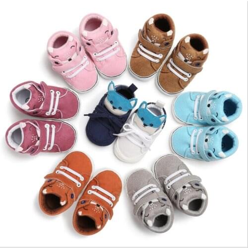 Mexemina Baby Autumn Shoes Kid Boy Girl Fox Head Lace Cotton Cloth First Walker Anti-slip Soft Sole Toddler Sneaker 1 Pair