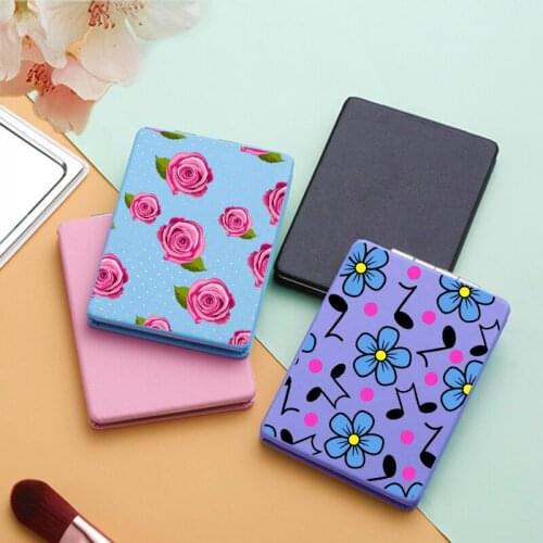 Flower Fashion Makeup Mirror with Double Side for Girls Couple Portable Folding Magnifying Pocket Cosmetic Compact Vanity Mirror