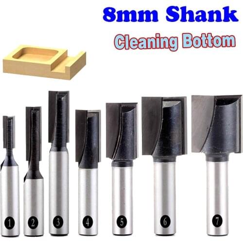7pcs/set 8mm Shank Straight Router Bit Set Top Quality Plane Clearing Knife Cutting for Turning Lathe Machine Woodworking Tool