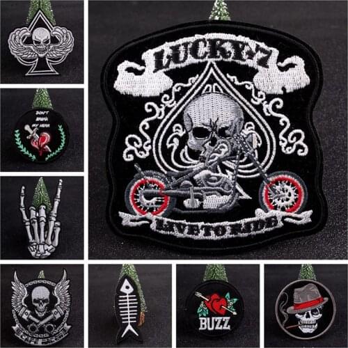 Nicediy Knife Heart Skull Patch DIY Embroidery Iron on Patches For Clothing Punk Patch On Clothes Rock Badges Applique​ Stripe