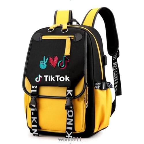 New Waterproof Women Backpack USB Charging Tik Tok Printing School Laptop Knapsack Female Travel Daily Mochila Bolsas Kawai