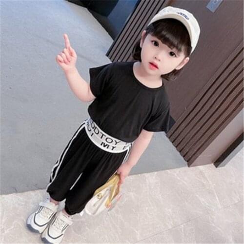 Baby Girl Clothes Girls Summer Short Sleeves Cute Cotton Soft Outfit Clothing Children T-Shirt Trousers Casual Elastic Suits