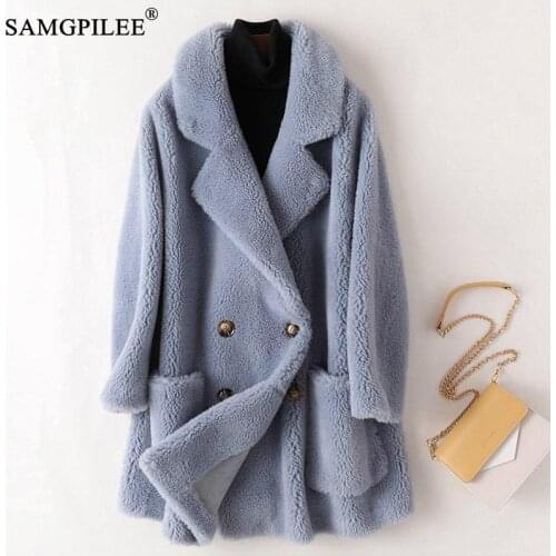 Fashion High Quality Australian Wool Real Fur Coats Thick Warm Elegant Loose Large Size Long Sheep Outwear 2021 Winter New
