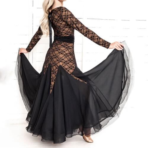 Ballroom Dress Competition Dresses Black Lace Tango Dress Waltz Girl Clothing Flamengo Drag Queen Party Standard Ballroom Dress