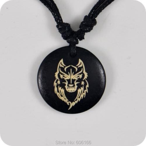 Wolf King bone resin Carving Pendant Necklace Amulet Lucky Gift Tribal Totem Fashion Jewelry
