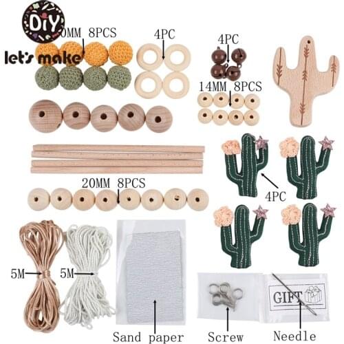 LetS Make 1set Wood Ring Cloth Cantus Beech Wooden Crochet Beads Baby Crib Mobile Bedding Rattle Teether Toys Wooden Teether