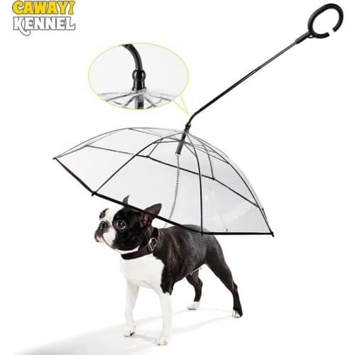 Cawayi Kennel Transparent Pet Umbrella Dogs Cats C-shaped Umbrella Pet Products Adjustable Leash for Walking Dogs In Rainy Day