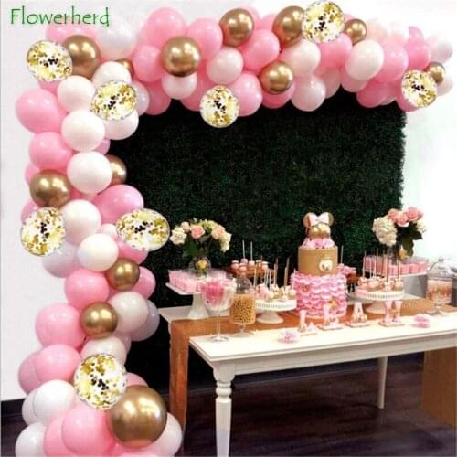 Pink White Gold Balloon Garland Kit Arch Wedding Party Decoration Balloon Arch Set