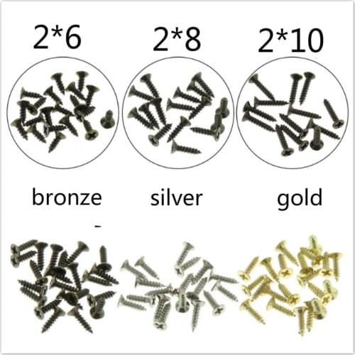 200pcs 2*5 2*6 2*8 2*10 Silver Gold Bronze Phillip Flat Self-tapping Screws Wooden Box Case Screws Fasteners Screw Cross Screw