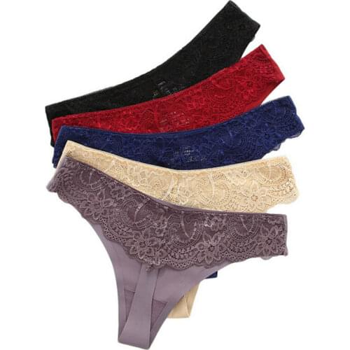 Sexy Womens Floral Lace Patchwork Soft Seamless Ice Silk Panties Briefs Underwear Lingerie Thongs G-String