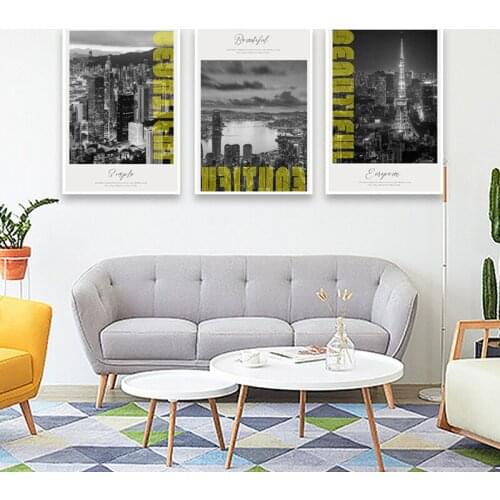 Nordic Poster Black White City Landscape Canvas Prints Wall Art Painting Decoration Pictures for living Room Modern Home Decor