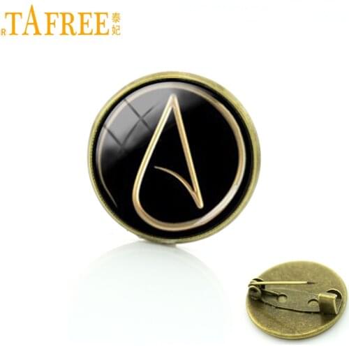 TAFREE Atheism movement badge pins atheist Atom symbol brooches steampunk metatrons cube Legend Triangle men women jewelry T524