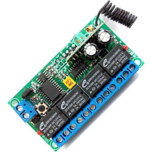 Taidacent 4 Channel RF Remote Control Switch Smart Home DC12V 4Ch Receiver Module Remote Control Switch Kit with 4 Button Remote