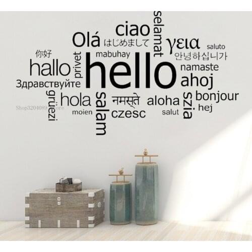 Creative Hello In Different Languages Wall Decal Vinyl For Office Welcome Decor Living Room Classroom Sticker DIY Mural CN570