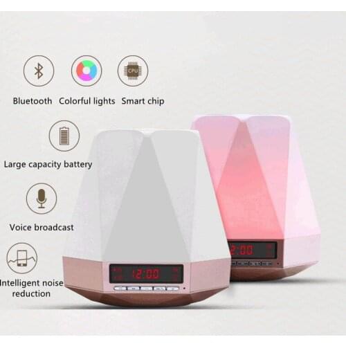 Smart Alarm Clock Bluetooth Speaker Stereo Screen Display Diamond Subwoofer Speaker Creative TF Colorful Atmosphere Music Light