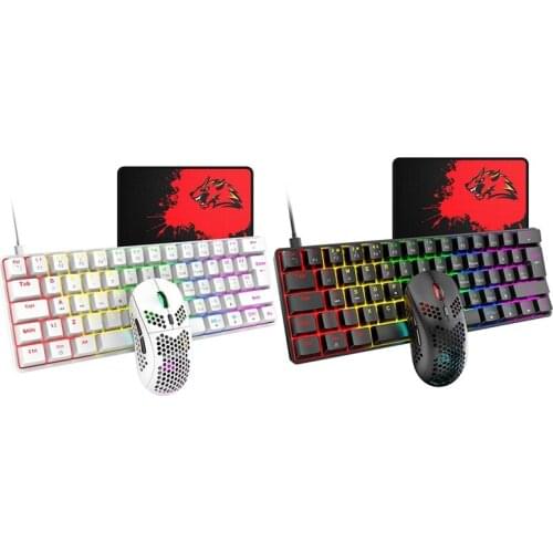 ZIYOU LANG USB Wired Keyboard Mouse Set 62-Key Real Mechanical Keyboard+6400DPI Mouse RGB Gaming Keyboard Mouse Set