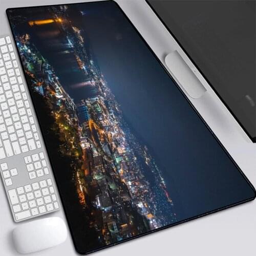 City Building Night Landscape Pattern Waterproof Non-Slip Home Office PC Laptop Rubber Large Size Mouse Pad