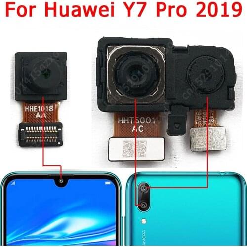 Original For Huawei Y7 Pro 2019 Front Rear View Back Camera Frontal Main Facing Small Camera Module Flex Replacement Spare Parts