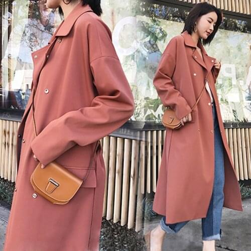 New Autumn Long Windbreaker Female 2019 Spring Women Trench Coat Casual Double-breasted With Belt Ladies Outerwear Large Size