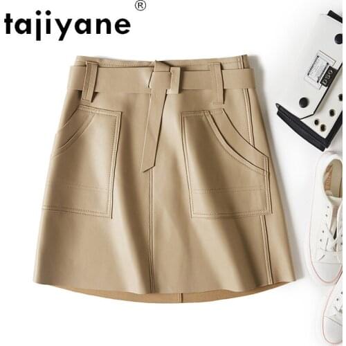 Women Skirt Mini Real Sheepskin Black Skirt Genuine Leather Pencil Skirts Woman High Waist Skirts Mujer Faldas TN2213