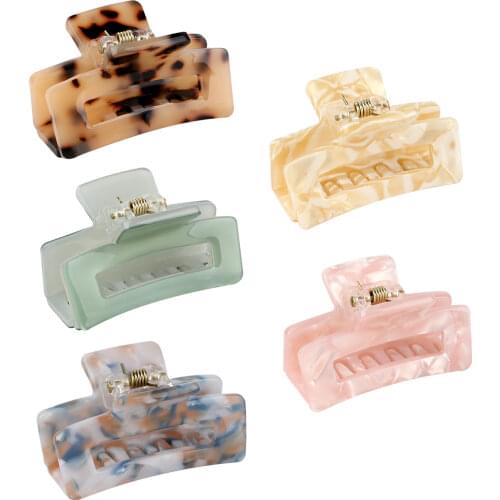 Women Girls 2021 Fashion Acetate Hair Claw Vintage Amber French Barrette Hair Banana Hairclips Solid Color Hair Accessories