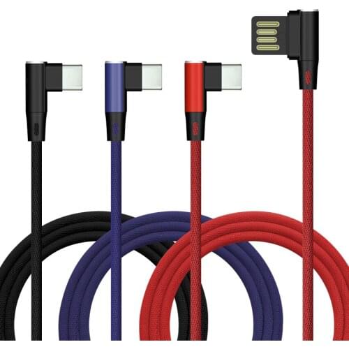 1M Usb C Cable 3.1 Fast Charging 90 Degree Nylon Braided L Type Data Cord Charger for Samsung S8 S9 Note 8 9 Xiaomi Mi6 Mi8