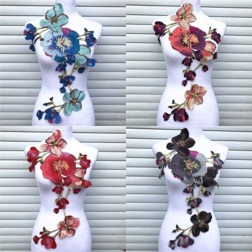 1PC Big Flower Lace Embroidered Neckline Collar Trim Clothes Fabric Sewing Supplies Craft Wedding Dress Applique