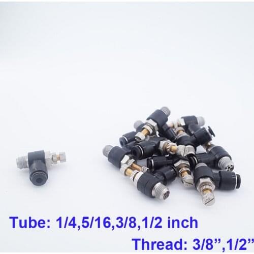 10pcs a lot air cylinder throttle valve thread 3/8 1/2 BSP , hose 5/16 3/8 1/2 inch SC SL pneumatic fittings