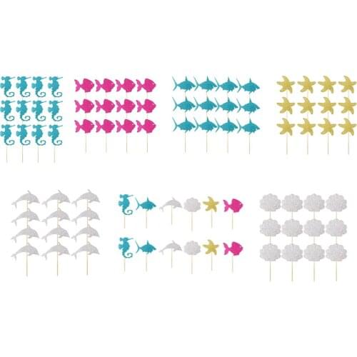 12x Sparkling Ocean Creature Cake Toppers Wedding Birthday Party Supplier